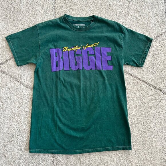 NWOT Notorious B.I.G Brooklyn's Finest Dark Green Graphic Short Sleeve Tee Sz LG - Picture 2 of 5